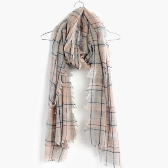 Madewell Accessories - MADEWELL Excellent Cond. Plaid Scarf Pink & Grey